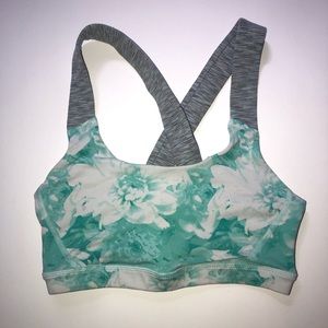American Eagle teal floral sports bra